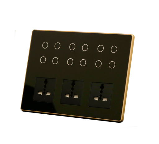 Lumi 12 Module 12 Button +1 Socket 2 Blank Black