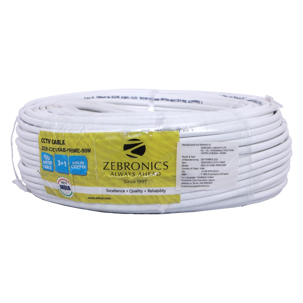 ZEBRONICS C3C1XAB-OD2-90M-PRIME 1+3 INDOOR CCTV CABLE