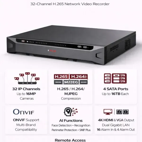 [4K4324-FI] CPPLUS CP-UNR-4K4324-FI 32CHANNEL 256 MBPS 4 SATA 8MP NVR
